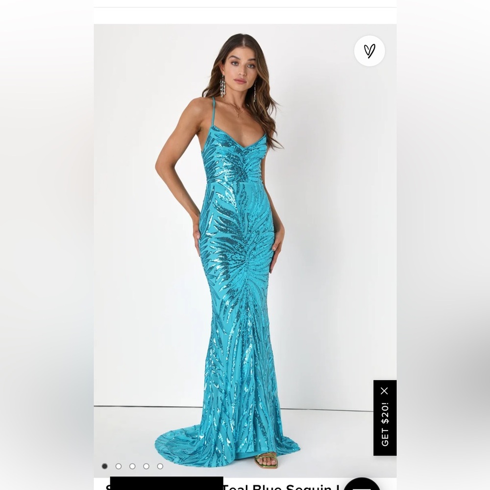 LULUS Sparkle 'til Dawn Teal Blue Sequin Lace-Up Mermaid Maxi Dress